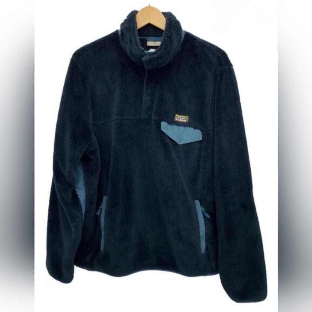 Men's LLBean Hi- Pile Sherpa Fleece -NEW sz XL Navy & Teal